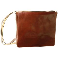Cowhide Leather Messenger Bag - Brown
