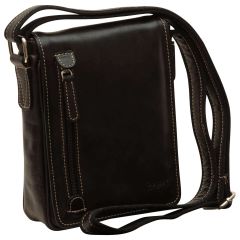 Oiled Calfskin leather crossbody bag - Black