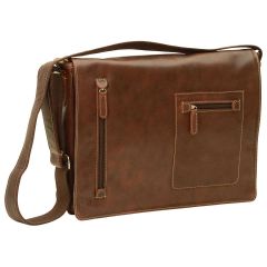 Oiled Calfskin Leather Messenger Bag - Chestnut