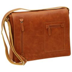 Oiled Calfskin leather messenger bag - Brown Colonial