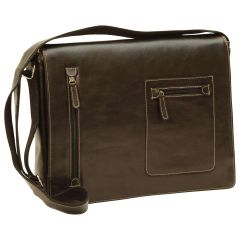 Oiled Calfskin leather messenger bag - Black