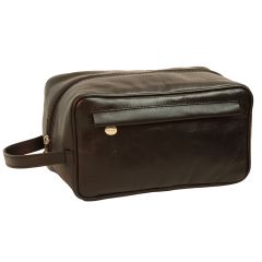 Full-grain calfskin leather beauty case- Black 078989NE