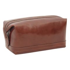 Calfskin Leather Beauty Case - Brown