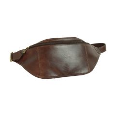 Leather belt pack - dark brown