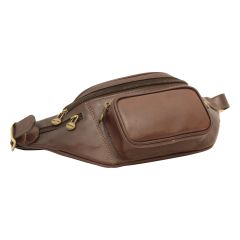 Leather belt pack - Dark brown