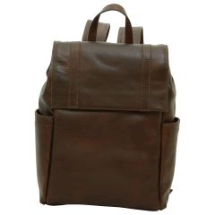 Leather laptop backpack - Dark Brown