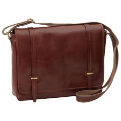 WITH FREE GIFT Large leather bag with magnetic closure - Brown 