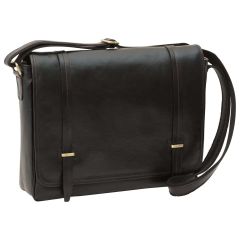 Large leather bag with magnetic closure - Black