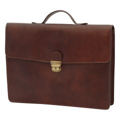 Business leather briefcase dark brown