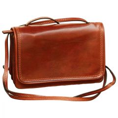 Small leather cross body bag - Brown