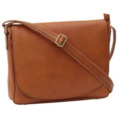 Leather laptop messenger - Brown Colonial