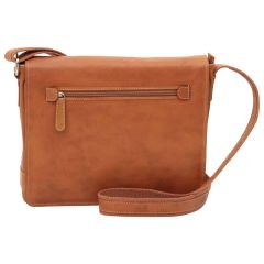 Oiled calfskin leather messenger with frontal zip closure - Brown Colonial