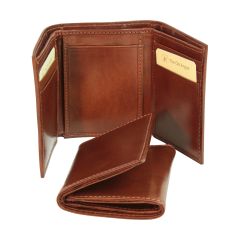 Leather Trifold Wallet - Brown