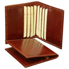 Leather Credit Card Holder - Brown with RFID
