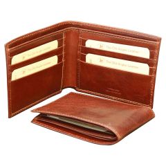Leather bifold wallet for men - Brown with RFID