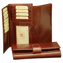 Women's cowhide leather wallet - Brown with RFID