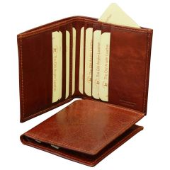 Small leather wallet - Brown with RFID