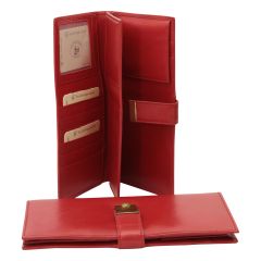 Leather travel wallet - red