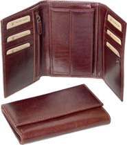 Authentic Leather Trifold Wallet - Brown