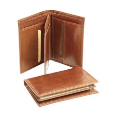 Leather wallet with coin pocket - brown