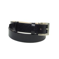 Leather flat belt - black 
