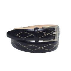 Leather belt wide 1,38" - black 5144