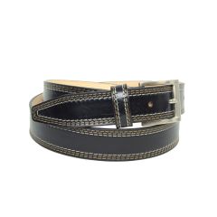 Leather belt wide 1,38" - black 5145