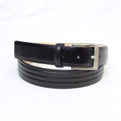 Leather belt wide 1,38" - black 5146