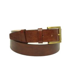 Leather flat belt - brown 5147 