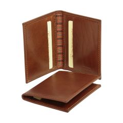 Leather card holder - brown