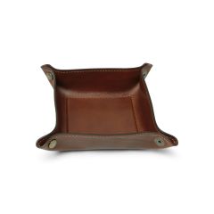 Full grain leather valet tray - brown
