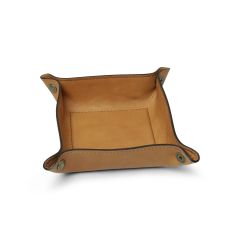 Leather valet tray - natural