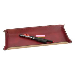 Leather desk tray - red