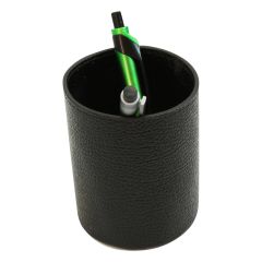 Leather pen cup - black