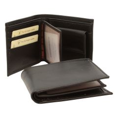 Leather bifold wallet - black with RFID
