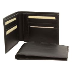 Leather bifold wallet - black with RFID