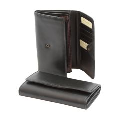 Leather wallet with RFID for women - black