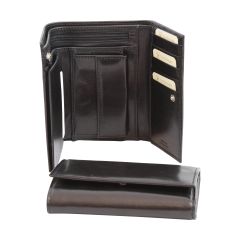 Leather wallet for woman with RFID - black
