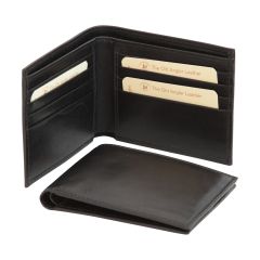 Leather bifold wallet for man with RFID- black