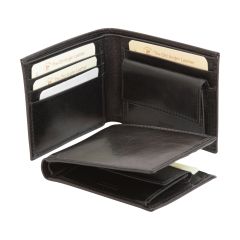 Leather wallet with RFID- black