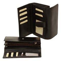 Women's cowhide leather wallet - Black with RFID