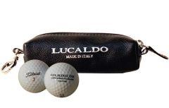Selective Leather Golf Ball Holder - Black/Brown